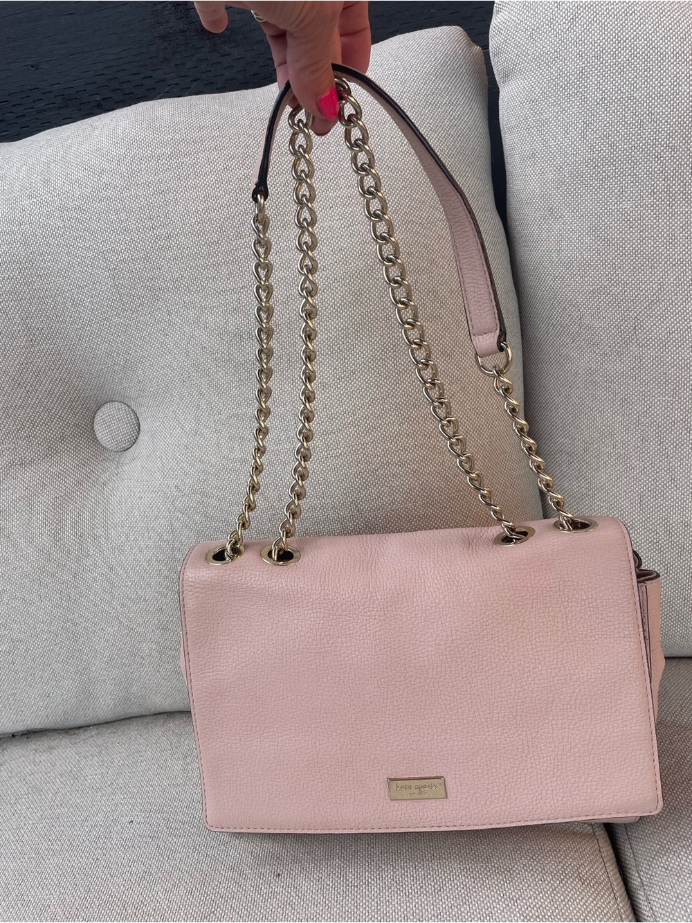 Kate Spade Blush Pink Pebbled Leather Chain Strap Shoulder Bag